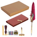 Miniatyrbild 1 av 8: Dopp Kalligrafi Pennset Fjäder Bläckbehållare Fontänpenna Presentförpackning Kit med Lackstämpel VerktygSP139006 Vinröd