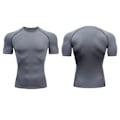 Miniatyrbillede 4 af 8: Cool Dry Kortærmet Kompressions T-shirt Sport Toppe Atletisk Træningstrøje Grå M
