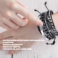 Miniatyrbillede 6 af 8: Retro Læderarmbånd Flettet Multi-Layer Dame Manschet Armbånd til Mænd Blandet Sort 61178118