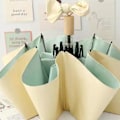 Miniatyrbillede 5 af 5: Foldbar paraply UV-blokerende ren farve sort gummi solskærms paraply til regn eller glans gul og grøn