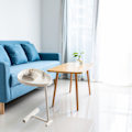 Miniatyrbillede 5 af 8: C-formet sidebord lille æg Ovalt sofabord Sofa bord der glider under til stuen Hvid