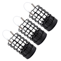 Miniatyrbillede 5 af 8: 3 stk. Fiske Agnsbur Hollow Rustfrit Stål Fodring Lokkefælde Tackle Tilbehør Sort 40g