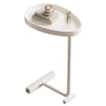 Miniatyrbillede 1 af 8: C-formet sidebord lille æg Ovalt sofabord Sofa bord der glider under til stuen Hvid