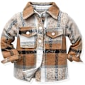Miniatyrbillede 1 af 3: Flannel Plaid Knappetjakke med Knapper til Småbørn Drenge Piger 4-5T, Lapel Krage, Langærmet Varmt Tøj Overtøj