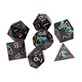 Pikkukuva 6 / 8: 7 kpl Polyhedron-hartsipeliäiset Värilliset Noppakokoelma Numeroidut Lautapeleille Musta