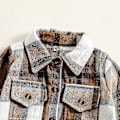 Miniatyrbillede 4 af 5: Flannel Plaid Jakke til Små Drenge og Piger | Langærmet Lapel Knappet Skjorte | Varmt Tøj til Efterår og Vinter | 7-8 År | Khaki