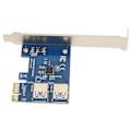 Miniatyrbillede 6 af 8: PCI E 1 til 2 Riser Card Bra fleksibilitet Høj stabilitet Pcie Splitter 1 til 2 PCIE Riser Card til Bitcoin Ethereum Mining Blå Plade