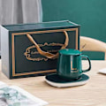 Miniatyrbild 7 av 8: Koppvärmareset keramisk explosionssäker delikat kaffemugg med 55℃ konstanttemperaturvärmare för hemskola 380ml US 110V
