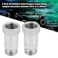 Miniatyrbild 2 av 8: 2-pack O2 rostfritt stål syresensorproppadapter förlängningsförlängare M18-1,5 x 45 mm