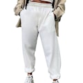 Miniatyrbillede 3 af 5: Oversize Hvid Kvinders Casual Joggingbukser Loungewear Gym Elastiske Bukser