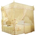 Pikkukuva 2 / 8: Luksus Prinsessa 3 Sivuaukkoa Tolppavuode Verho Baldakiini Mosquito Net Sängi Verhot (Keltainen S)