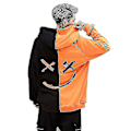 Miniatyrbillede 1 af 3: Smilende Ansigt Print Mænds Langærmet Hoodie Trøje Sort Orange
