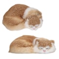 Miniatyrbillede 5 af 8: Plys Sovende Kat Figur Realistisk Simulering Fluffy Dekorativ Plys Sovende Kat Model til Hjemmekontor