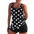Pikkukuva 2 / 4: Tankini-setti: Mustavalkoinen polkadot-tankktop + poikaystäväshortsi
