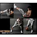Miniatyrbild 3 av 5: Röda XL herr 3/4 cargoshorts gym joggingshorts