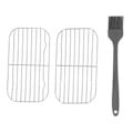 Miniatyrbillede 1 af 8: 2 stk Grilltrådsnet Grillrist Rustfrit Stål Slidstærkt Bærbar Grillrist med Penslingbørste til Camping