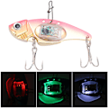 Miniatyrbilde 4 av 8: Underwater LED Lys Metall Hard Lure 3D Fiske Fiske Kunst Agnet Diskantkrok (Rosa)
