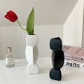 Miniatyrbillede 7 af 8: Lotusrodformet vase Genial Ren farve Keramik Dekorativ blomsterpotte til stue Soveværelse Kontor Hvid Stor