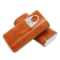 Miniatyrbillede 2 af 8: Cigar Etui 3 Finger Cedertræ Foring Bærbar Kunstlæder Cigar Holder Æske med Cutter til Mænd Brun