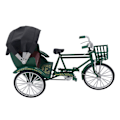 Miniatyrbilde 2 av 8: Rickshaw Modell Retro Design Dekorativ Interessant Legering 3 Hjul Rickshaw Skrivebords Ornament for Dekorasjon Grønn