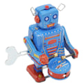 Miniatyrbild 2 av 8: Clockwork trumma robot leksak plåt Retro handgjord trumma upprullningsrobot för barn vuxensamling