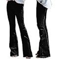 Miniatyrbillede 2 af 3: Flared Mid-Waist Sorte Stretch Denim Bootcut Jeans til Kvinder