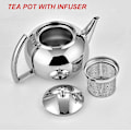 Miniatyrbild 1 av 4: Rostfritt Stål Tekanna med Infuser, 2L - Te & Kaffe Vattenkokare för Spis eller Induktion