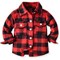 Miniatyrbild 1 av 3: Flanellrutig skjorta jacka för babypojkar och flickor - Toddler Lapel Button Coat, varm ytterkläder för höst/vinter (3-6 månader)