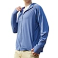 Miniatyrbilde 3 av 8: Menn UPF 50+ Solbeskyttelse Lett Full Zip Hoodie Jakke Lang Erme Solbeskyttende Jakke for Fiske Vandring Utendørs Blå L