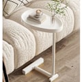 Miniatyrbillede 7 af 8: C-formet sidebord lille æg Ovalt sofabord Sofa bord der glider under til stuen Hvid