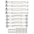 Miniatyrbilde 4 av 8: 8 stk oppgradering metall trekkstang Styrestang for WPL/MN/Feiyu 1/16 RC Bildeler Sølv