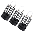 Miniatyrbillede 3 af 8: 3 stk. Fiske Agnsbur Hollow Rustfrit Stål Fodring Lokkefælde Tackle Tilbehør Sort 40g
