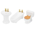Miniatyrbild 8 av 8: 1/24 Dollhouse Miniatyr badrumsset Simulering Keramiskt badkar Toalett Handfat KitVit