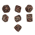 Miniatyrbilde 1 av 8: 7 stk Blodplett Terninger Flerfasettslipt Blod Bronse Farge Skjelett Terninger Sett for Halloween