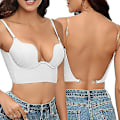 Miniatyrbillede 1 af 5: Deep U-Udsnit Push-Up Bh uden Ryg Hvid 70C