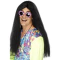 Miniatyrbillede 2 af 2: Smiffys Hippie Paryk Lang Sort Herre Sort Black One Size