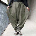Miniatyrbilde 1 av 3: Enkle Harem-bukser i Army Green med elastisk midje for menn XL