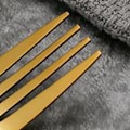 Miniatyrbillede 4 af 5: Bestiksæt Bærbar Stekkniv i Rustfrit Stål Gaffel Ske Bordsservice Forskønnet Servisesæt Golden Fork
