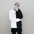 Miniatyrbillede 3 af 5: Smilende Ansigt Print Mænds Langærmet Hoodie Trøje Sort Hvid