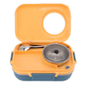 Miniatyrbilde 2 av 8: Termisk Matboks 1100ml Dobbeltlags 3 Rutenett Design 304 Rustfritt Stål Bentoboks med Pinner Sked Suppebolle Blå Gul
