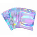 Miniatyrbillede 1 af 8: 100 stk hologram cellofan selvlukkende pose 9 x 12 cm iriserende lynlåslåsepose til kagekager
