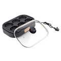 Miniatyrbillede 7 af 8: 6-huls æggstegepande Nonstick-morgenmadspande Multifunktionel morgenmadsmaskine Hamburgermaskine med låg