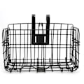 Miniatyrbillede 3 af 8: Stærk Sort Jern Cykelkurv Foldbar Foran Kurv Foldbar Bag Hængende Trådpose Cykeltilbehør Sort Tyk Stærk 1300g