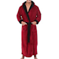Miniatyrbillede 1 af 3: Vintermænds varm hættede badekåbe håndklæde dressing gown 4XL sort rød