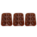 Miniatyrbillede 8 af 8: 3 stk 6 hul silikone bageform Halvkugle Chokoladebomber Form til kagepudding