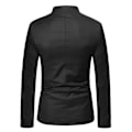 Miniatyrbillede 2 af 3: Enkeltknappet Mandarin-krave Blazerjakke til Mænd - Business Style (XL, Sort)