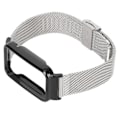 Miniatyrbillede 7 af 8: Mesh-rem i rustfrit stål med sort stødfangeretui som erstatning tilbehør Passer til Mi Band 7 Pro Sølv