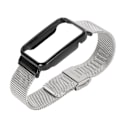 Miniatyrbillede 3 af 8: Mesh-rem i rustfrit stål med sort stødfangeretui som erstatning tilbehør Passer til Mi Band 7 Pro Sølv
