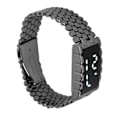 Miniatyrbillede 2 af 8: LED-ur med dobbelt åbent spænde i rustfrit stål metalrem rektangulær urskive Digitalt armbåndsur til udendørsaktiviteter Sort