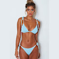 Miniatyrbilde 1 av 4: Bikinisett med stropper og push-up | Blå damebadedrakt